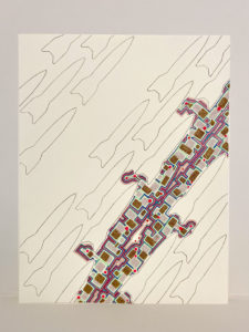 Armaments and Fortifications Series, 2021. gel pen, prisma pencil, micro-glitter. 14x11