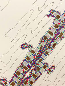 Detail: Armaments and Fortifications Series, 2021. gel pen, prisma pencil, micro-glitter. 14x11